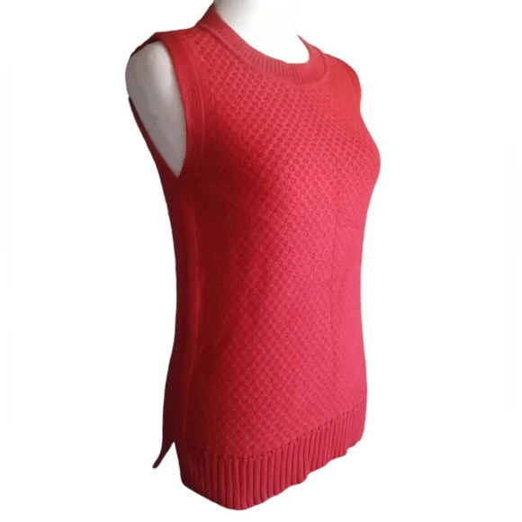 Tommy Hilfiger Red Textured Knit 100% Cotton Sweater Vest Y2K Size XS - Picture 3 of 8